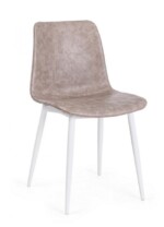 Bizzotto - SEDIA KYRA BIANCO PU BEIGE VINTAGE