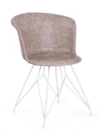 Bizzotto - SEDIA LOFT BIANCO PU BEIGE VINTAGE