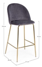 Bizzotto - SGABELLO BAR CARRY VELLUTO GRIGIO SCURO - immagine 2