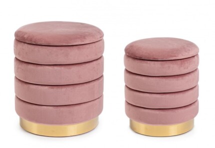 Bizzotto - SET2 POUF CONTENITORE DARINA ROSA ANTICO