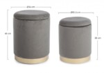 Bizzotto - SET2 POUF CONTENITORE POLINA GRIGIO - immagine 2