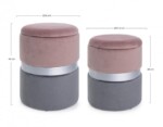 Bizzotto - SET2 POUF CONT.POLINA ROSA-GRIGIO - immagine 2